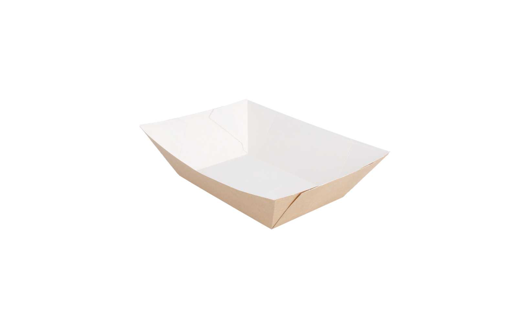 Barquette frite bateau en carton ondulé brun 1200g (11,9x7,9x5,5 CM)