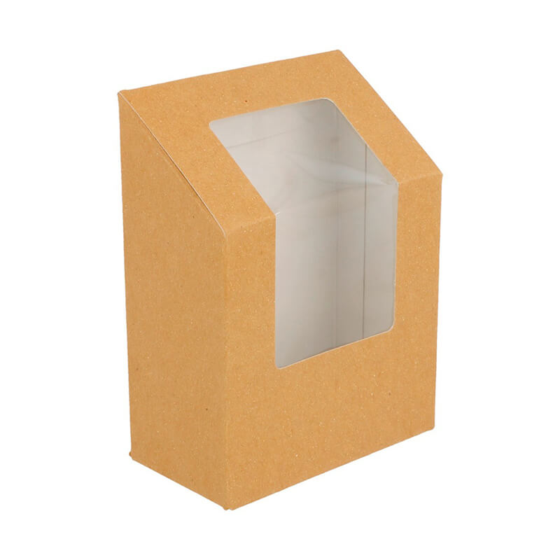 Boite double wrap en kraft brun avec fenêtre - 9,2 x 5,1 x 9,2/12,5 cm