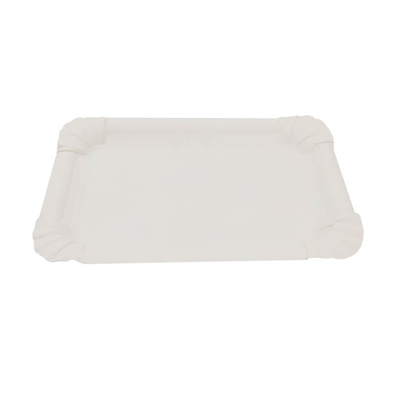 Assiette rectangulaire en carton blanc 13 x 20 cm