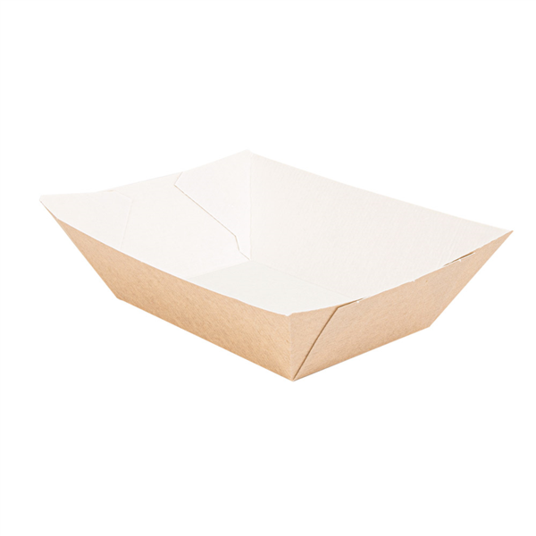 Barquette frite bateau en carton ondulé brun 480g (10x6,2x4,8 CM)