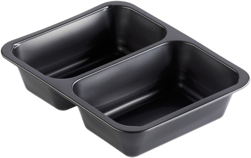 [BPPMN2x] Barquette noire thermoscellable en PP recyclable - 2 compartiments