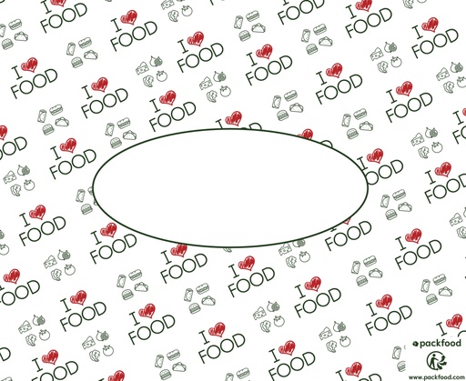 [PPKF33.40] Papier ingraissable pour burger ou Tacos “I LOVE FOOD” 33 x 40 cm