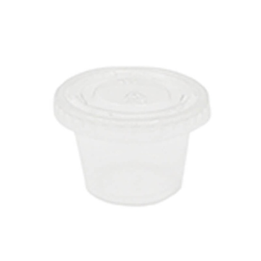 [POT26] Pot à sauce rigide en plastique recyclable 25ml + couvercle attaché