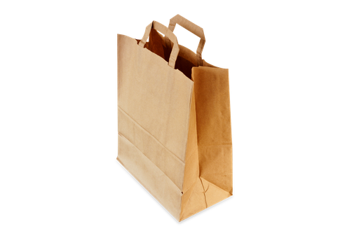 [SKF26.14] Sac cabas en papier kraft brun avec poignées plates - 26 x 14 x 30 cm