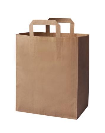 [SKF22.28] Sac cabas en papier kraft brun avec poignées plates - 22 x 10 x 28 cm